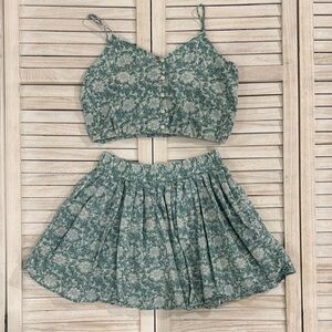 Floral Green Skirt Set